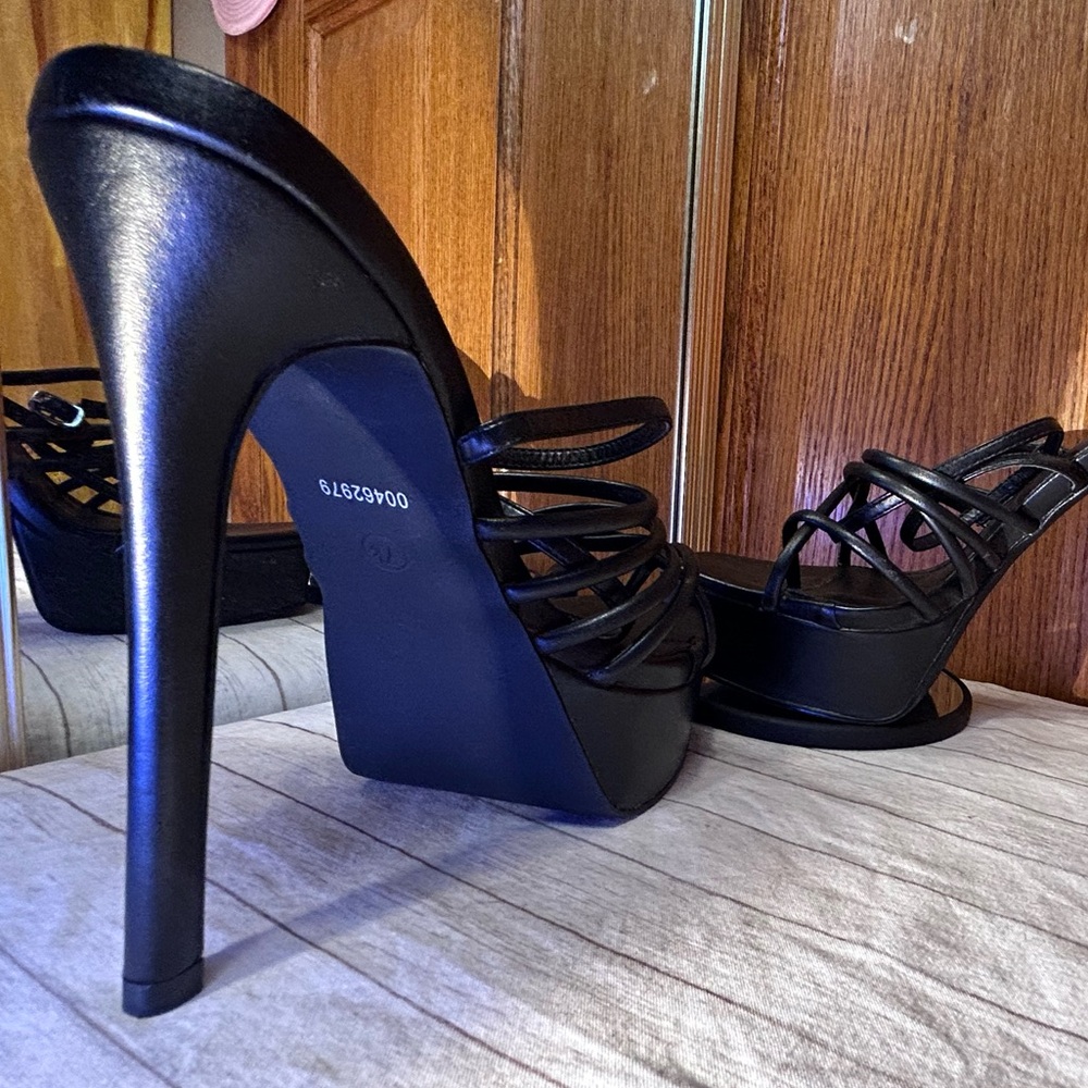 Elegant Black Wrap-around Strap Heel by Olivia